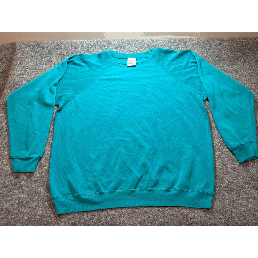 Vintage Sears Sportswear Sweatshirt Teal USA Made Crewneck 50/50 Pullover